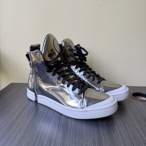 Diesel Mens S-Nentish Zip Sneakers Chrome White Size 12 EUR 45